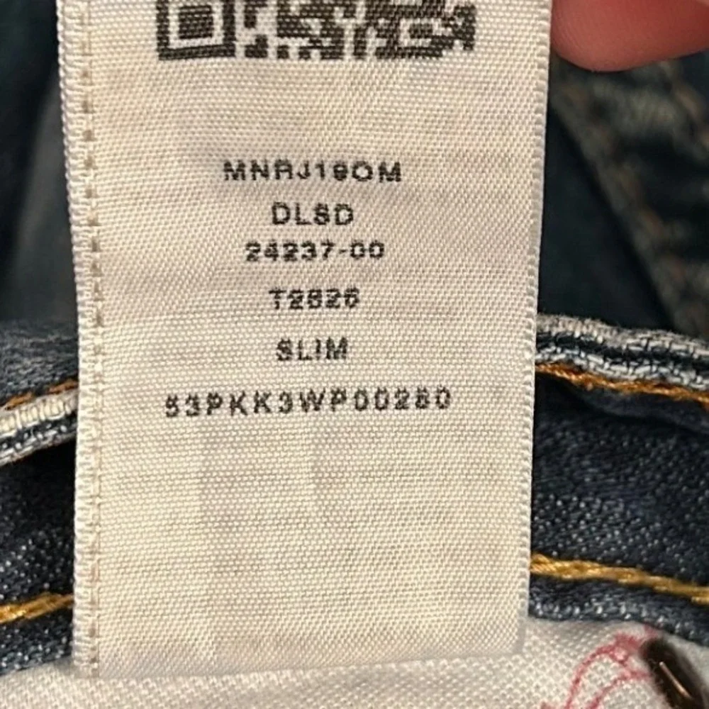 True Religion Mens Section Slim Acid Wash Blue White Denim Jeans Size 34 x 33